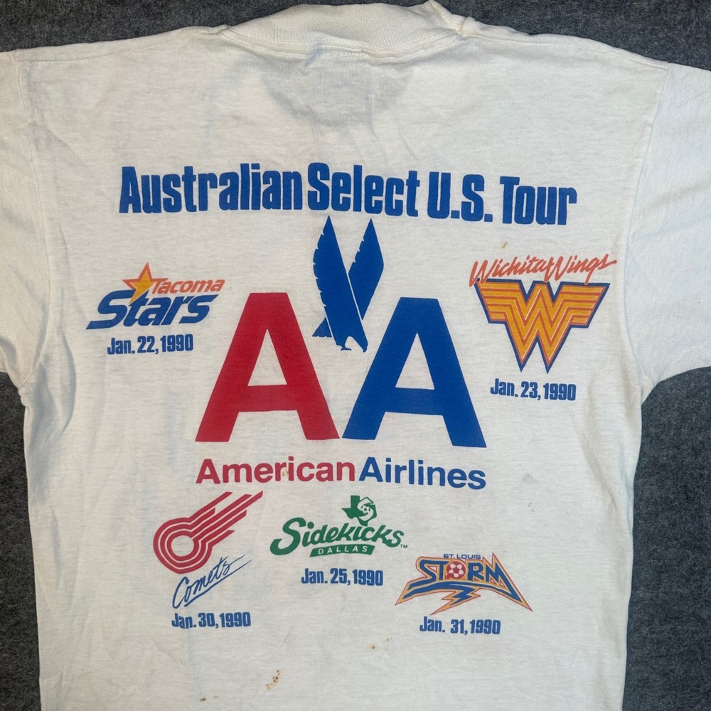 VTG 90s Single Stitch American Airlines Australian Soccer Shirt Small - Picture 6 of 14